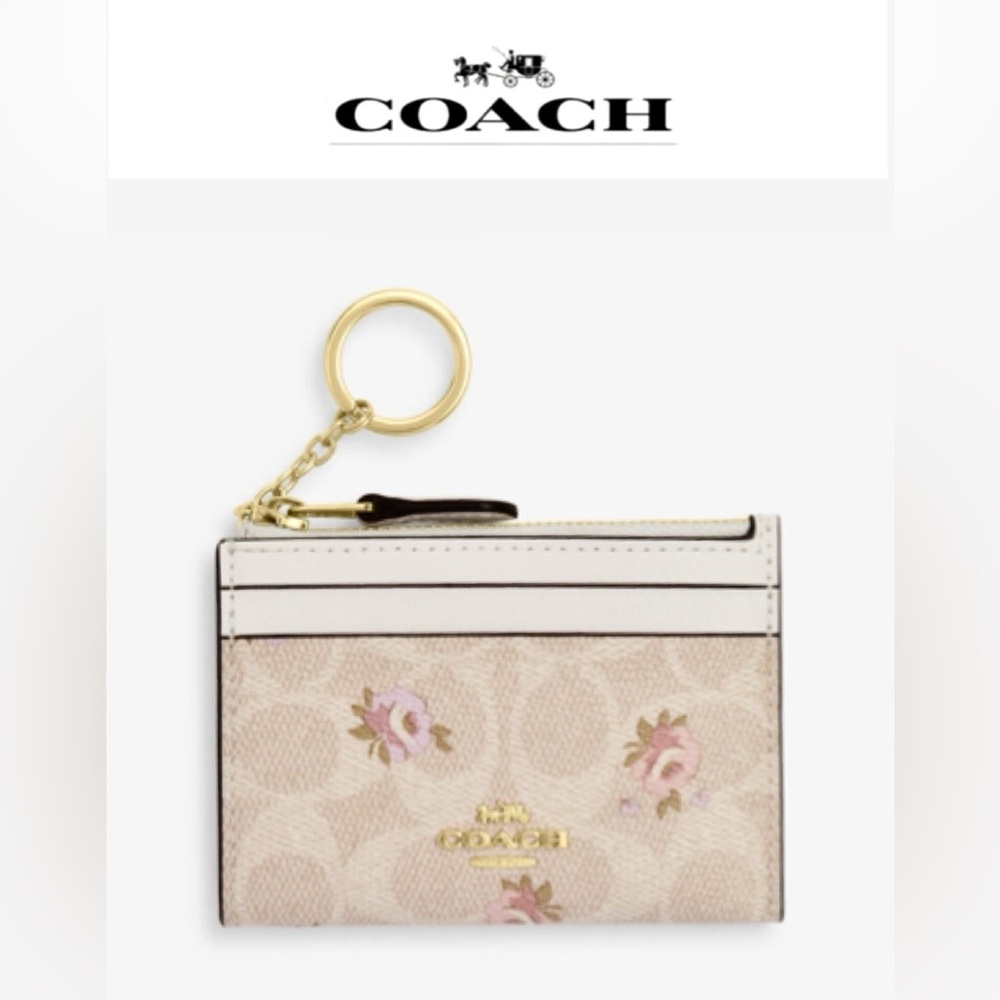 Coach Beige Floral Card Wallet
